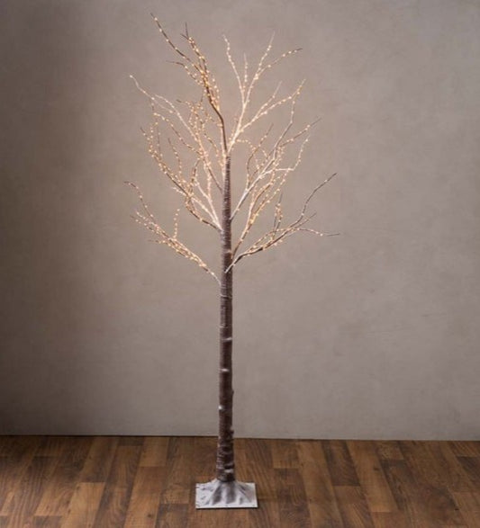 Plow & Hearth Indoor/Outdoor Birch Tree with 750 Warm White Lights Extra Large - Brown