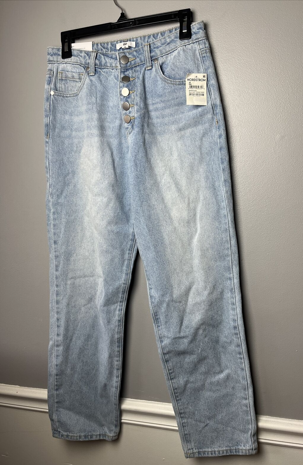 Bp. Women's High Waist Button Fly Mom Jeans Size 28 Light Blue