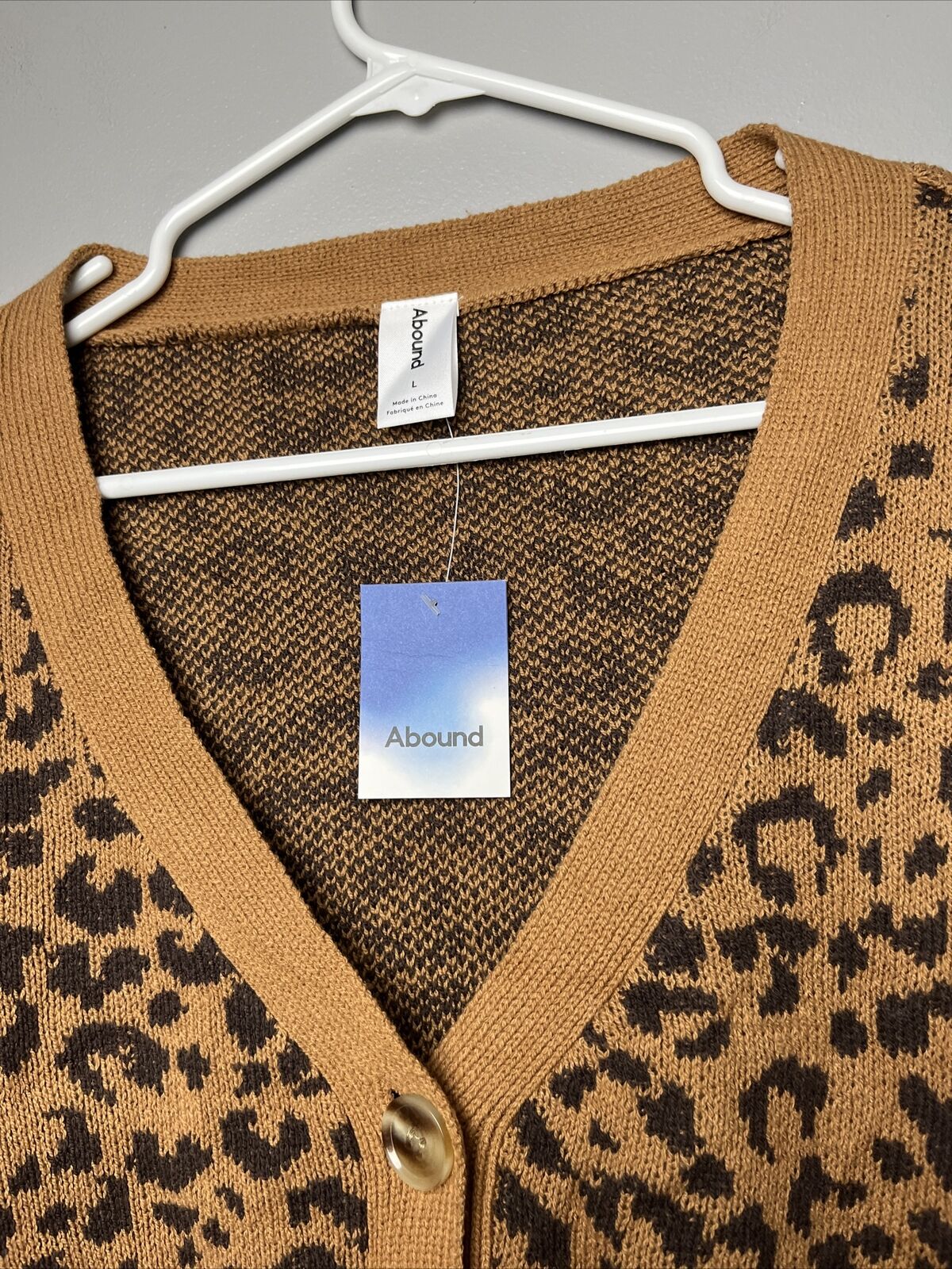Abound Cropped Cardigan Leopard Print L