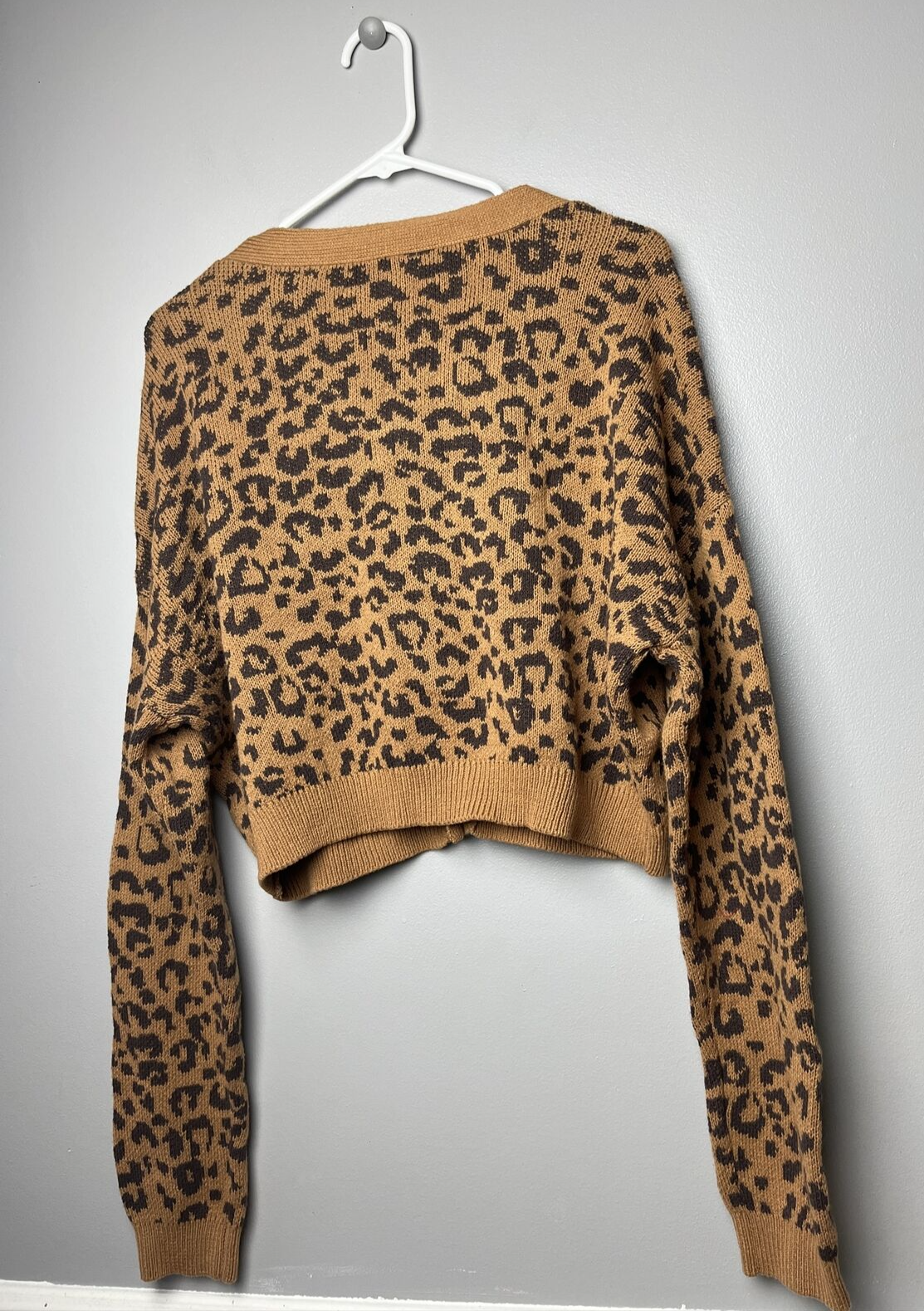 Abound Cropped Cardigan Leopard Print L
