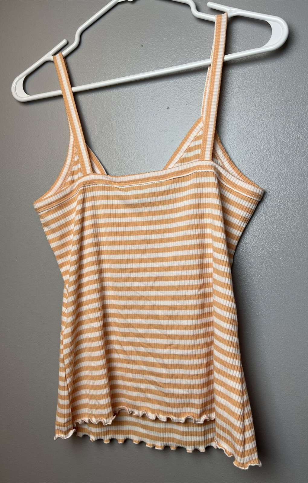Vero Moda Aria Stripe Ribbed Camisole Women's Size MEDIUM Orange/White V-Neck