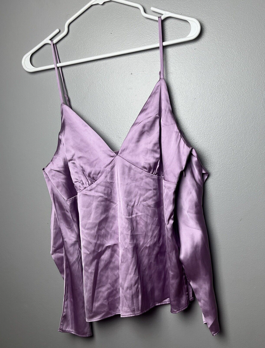 Wayf Womens Camisole Cami Top Purple Long Sleeve Spaghetti Strap Size S New