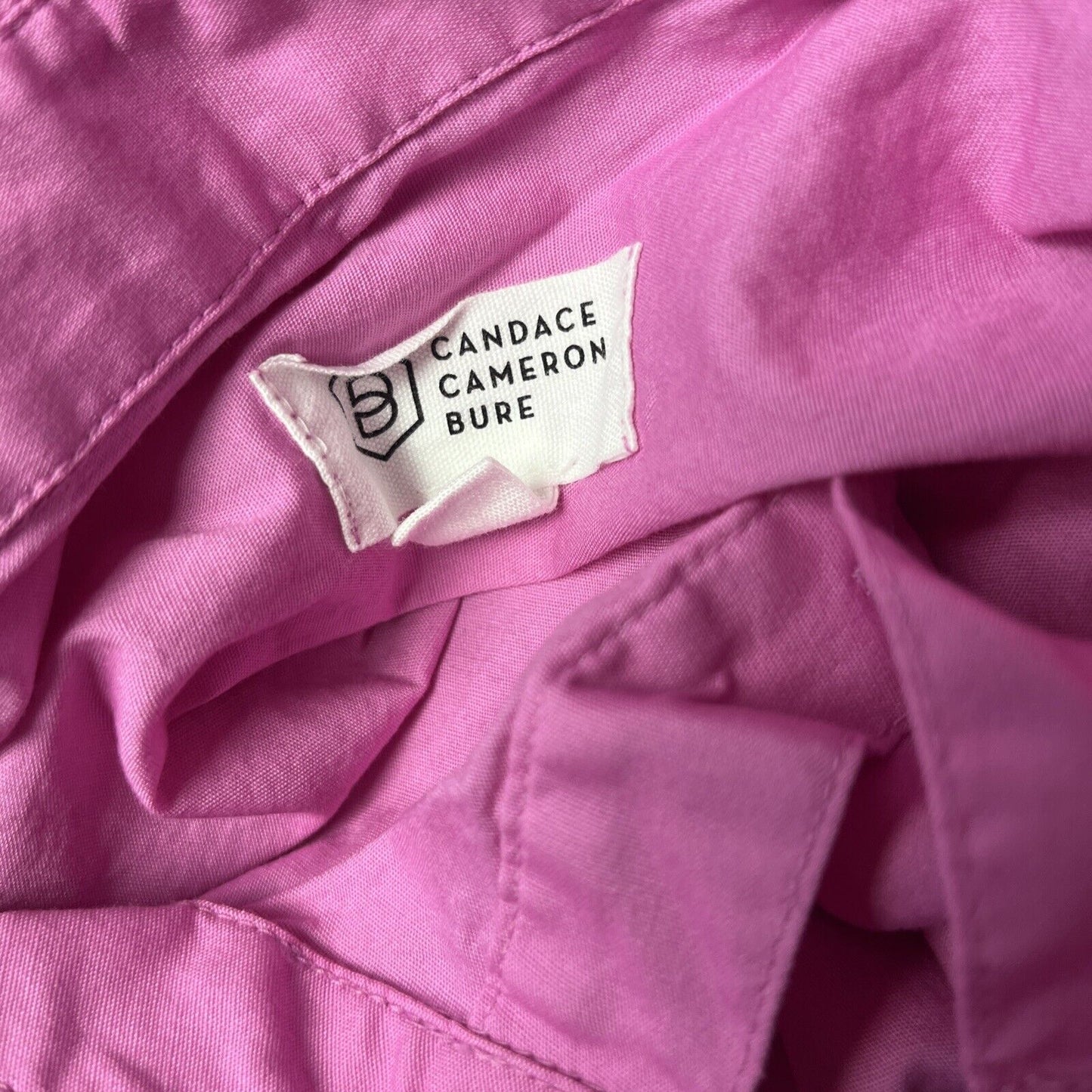 Candace Cameron Bure Women's Top Sz L Reg Stretch Poplin Shirt Pink A480585