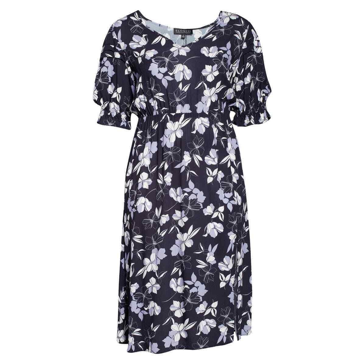 Plus Size Women's Eloquii Floral Puff Sleeve Side Slit Dress, Size 16W
