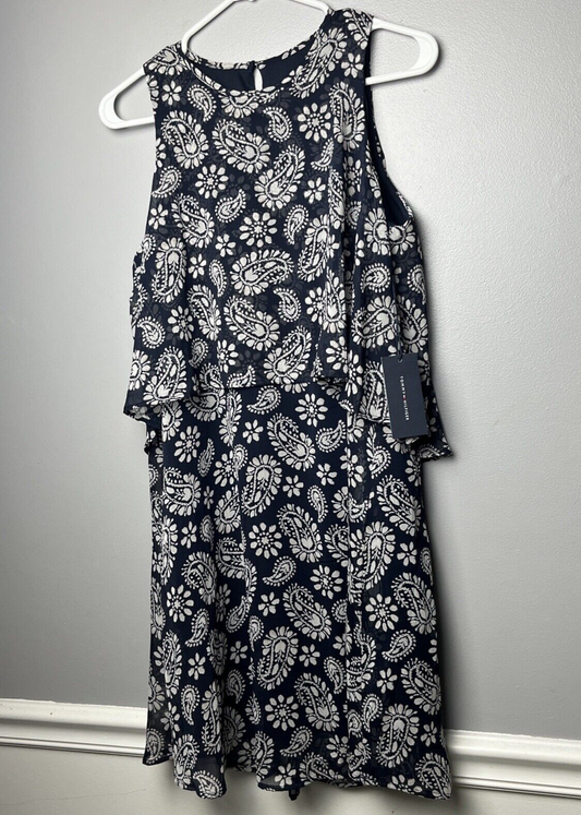 New Tommy Hilfiger NWT Navy Blue Paisley Print Dress Size 4