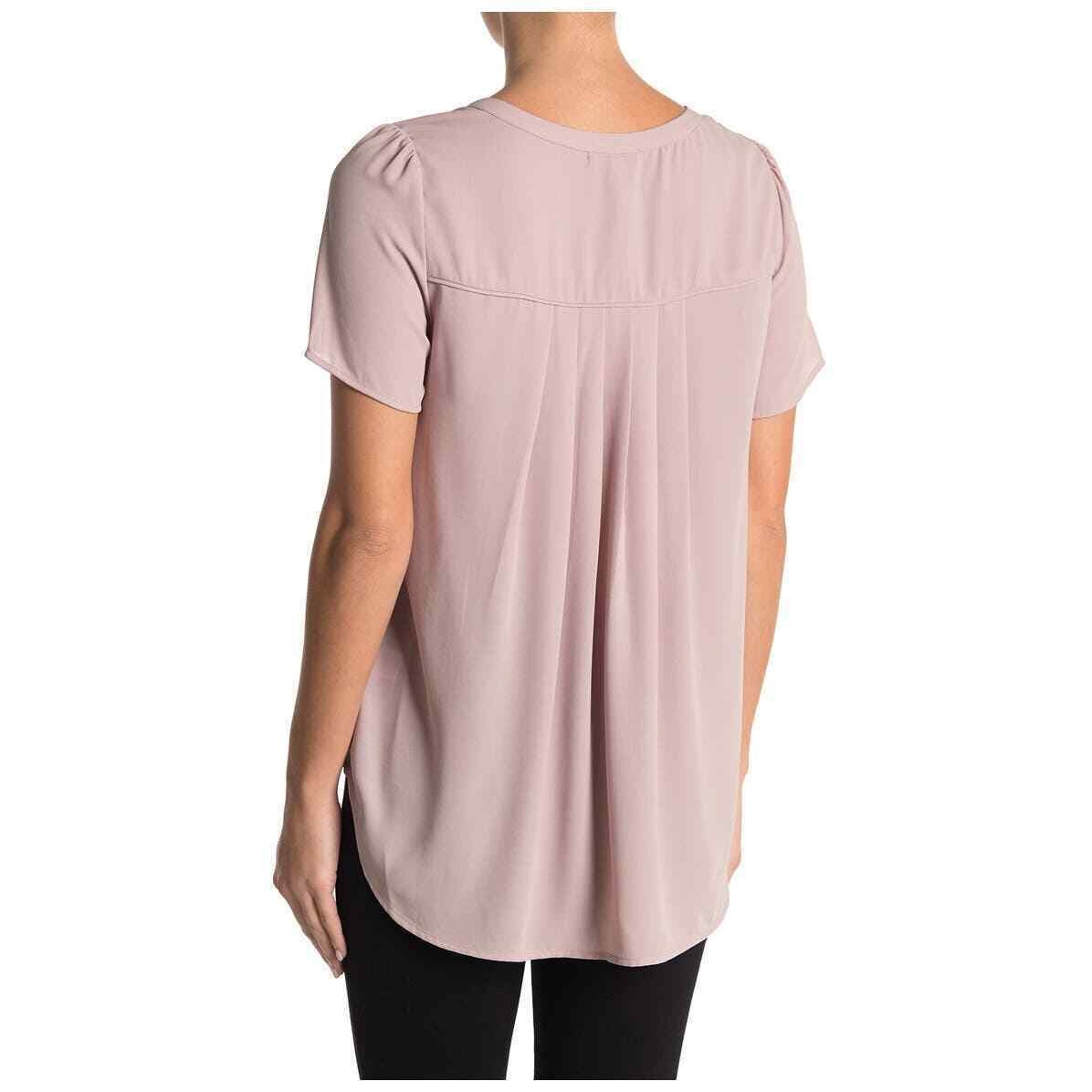 Pleione Women's Dusty Mauve Solid Pleated Back High/low Tunic Top, Small