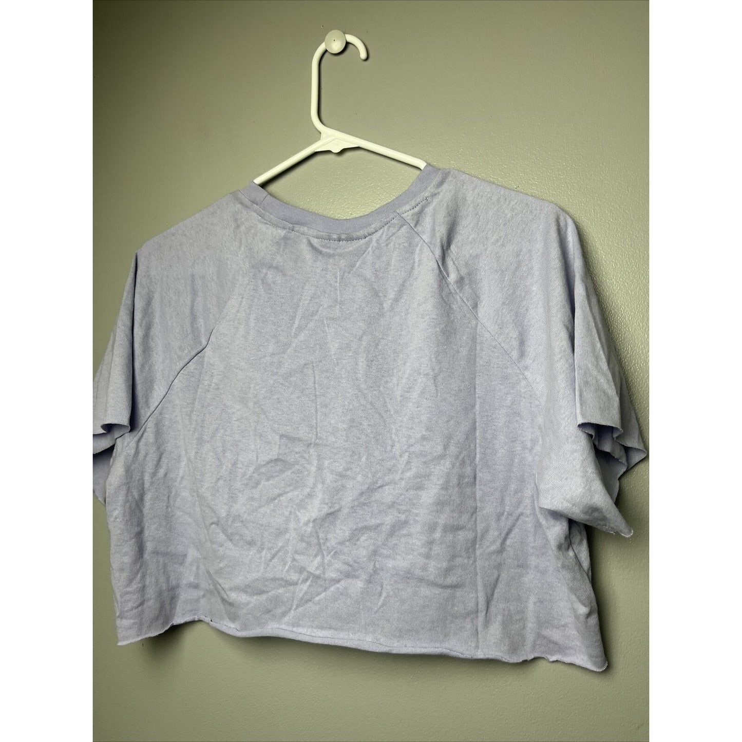 Topshop Womens Raglan Crop T-Shirt Raw Edge Crew Neck Short Sleeves Cotton