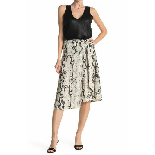 Laundry by Shelli Segal Printed D Ring Pull On Midi Skirt X-Small Raven Python