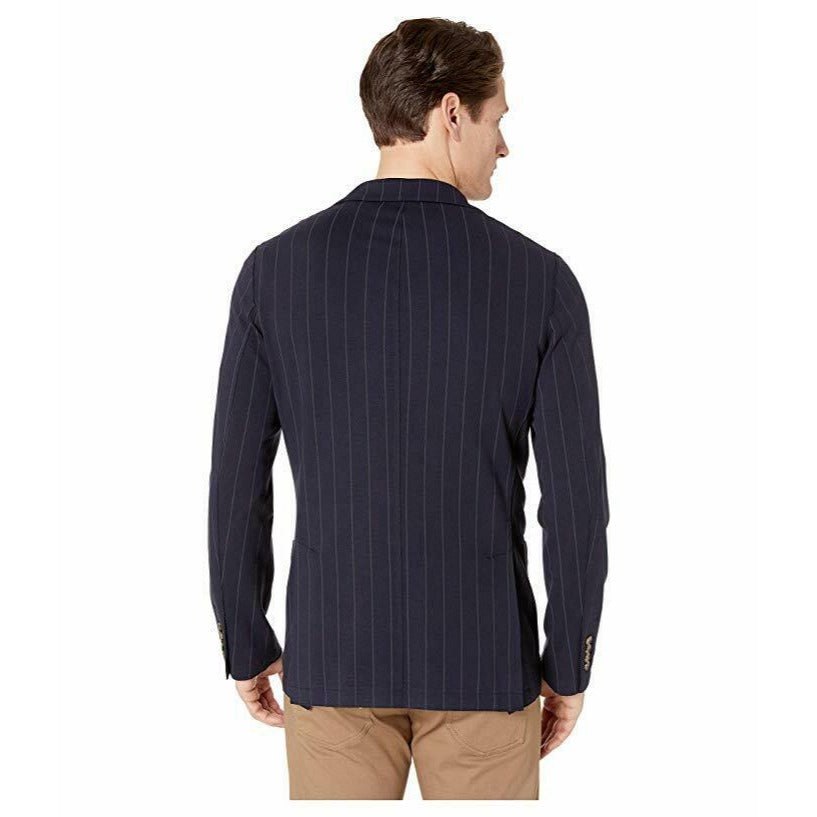 Eleventy NWT Soft Jacket / Sport Coat Size 48R Blue Gray Stripe Jersey Stretch