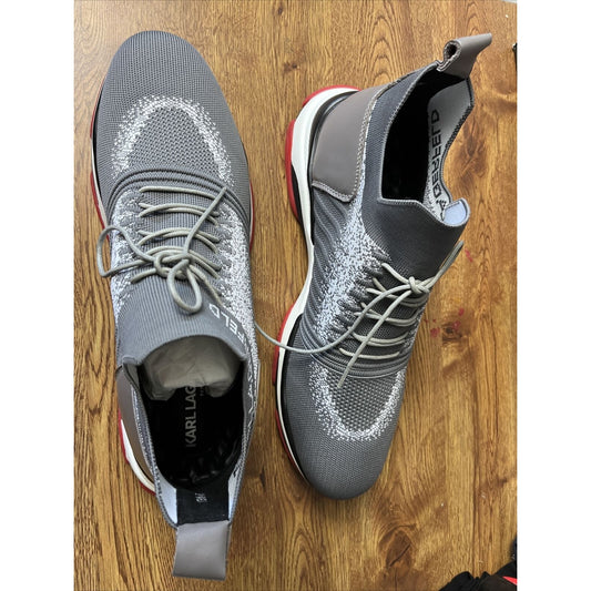 NIB Karl Lagerfeld Paris Men's Grey Lace Up Logo Sneakers 13 M