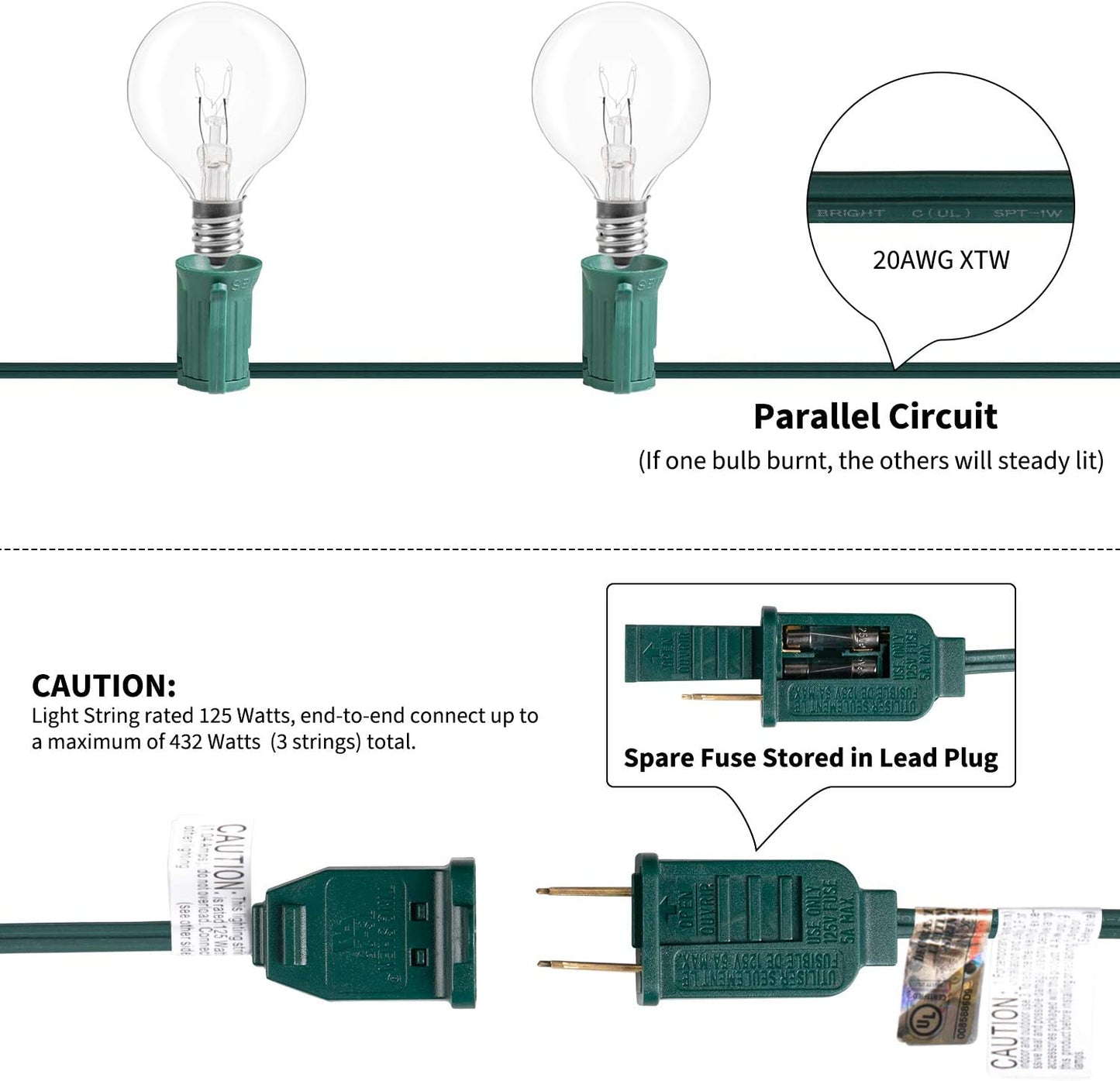 Aldricx® Outdoor String Lights Waterproof Connectable Hanging Lights