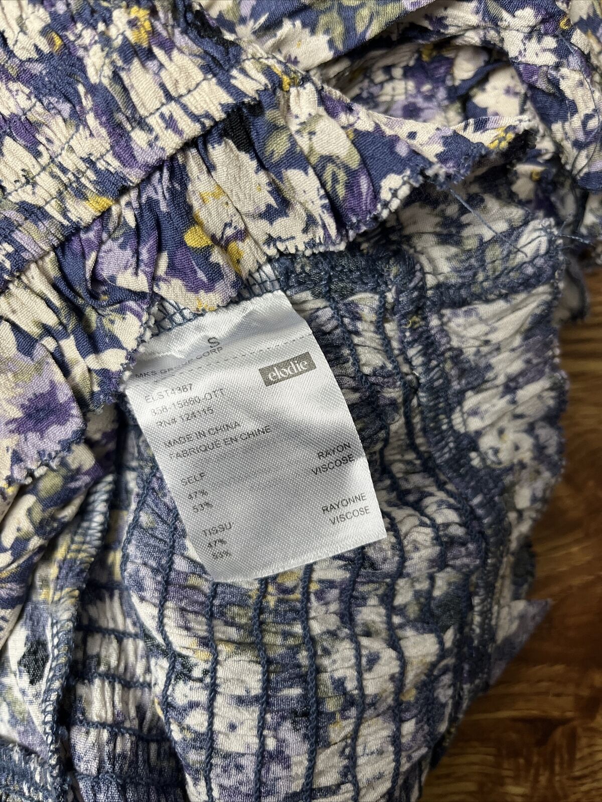 Elodie Shirt Women Small Navy Floral Print Long Sleeve Smocked Boho Crop NWT