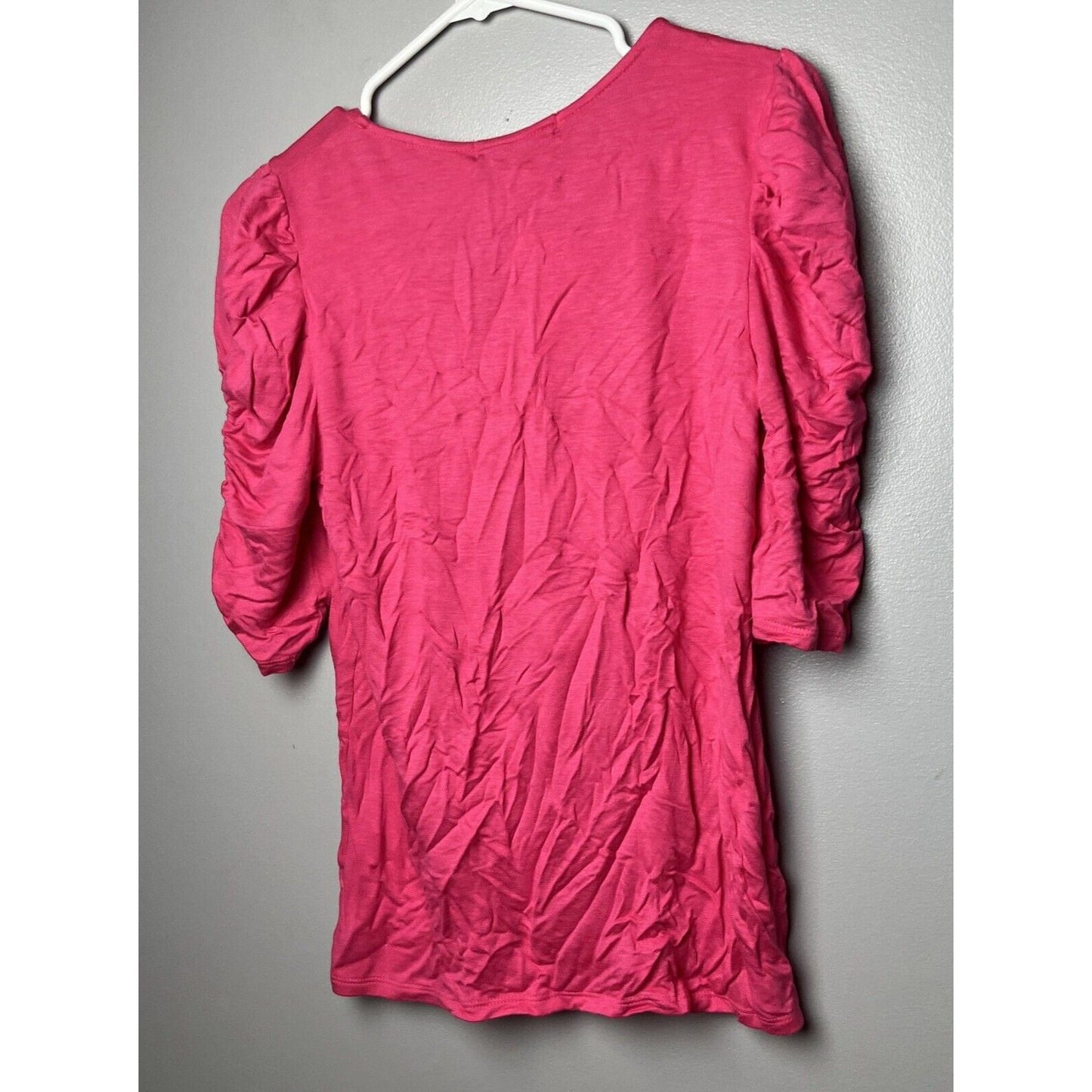 Gibson Look V-Neck Ruched Sleeve Top In Bright Coral XXS NWT
