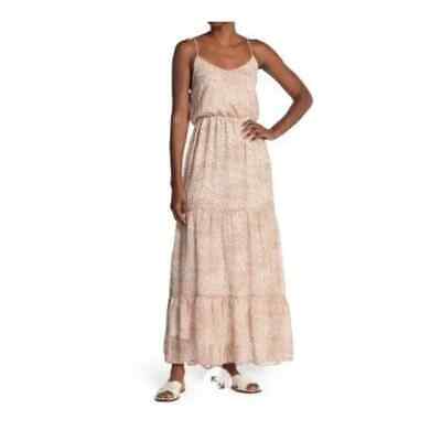 The Vanity Room V-Neck Strappy Tiered Maxi Dress Blush Floral M