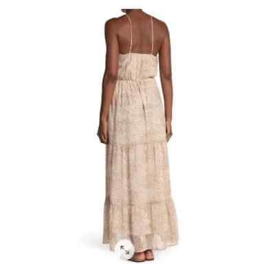 The Vanity Room V-Neck Strappy Tiered Maxi Dress Blush Floral M