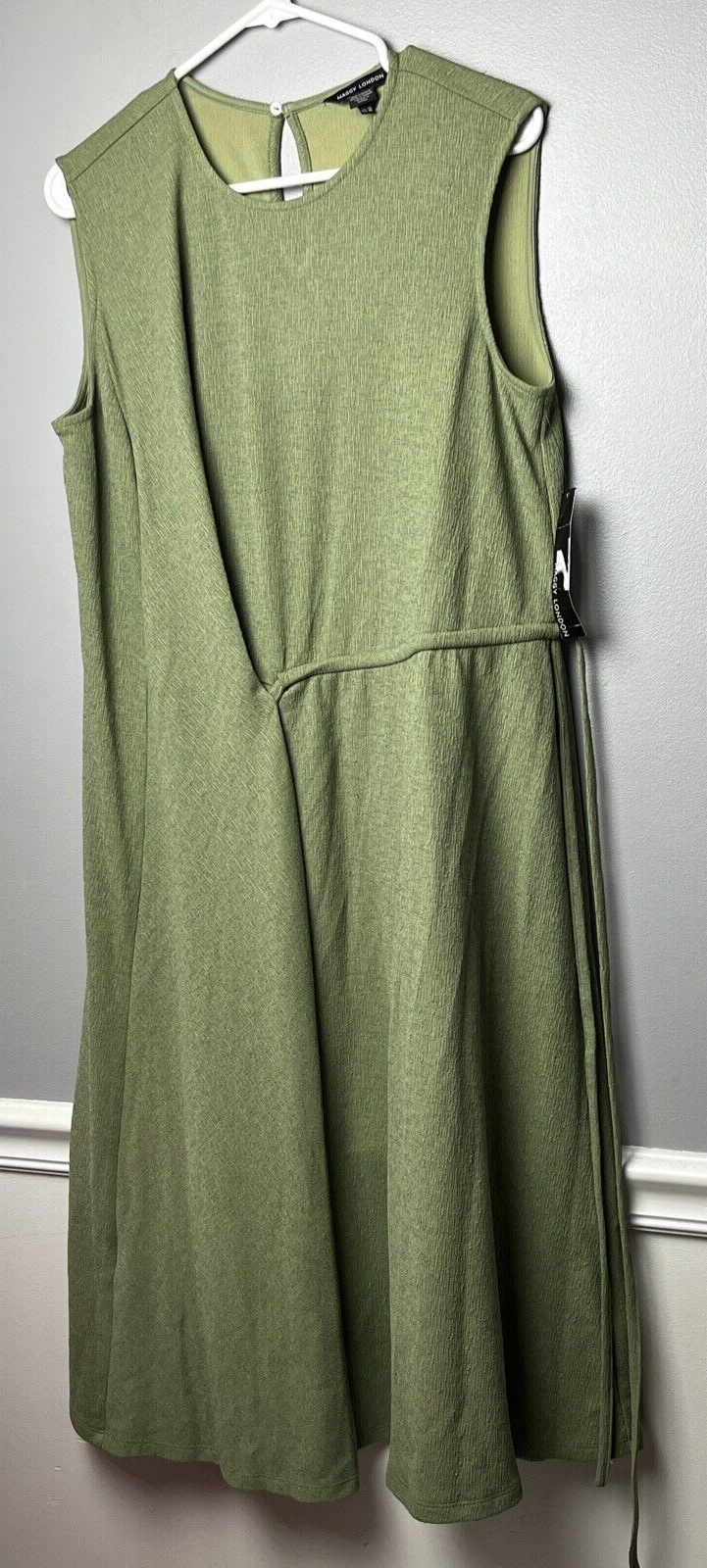 MAGGY LONDON Draped Sleeveless Dress In Pesto GREEN SIZE 10 NEW