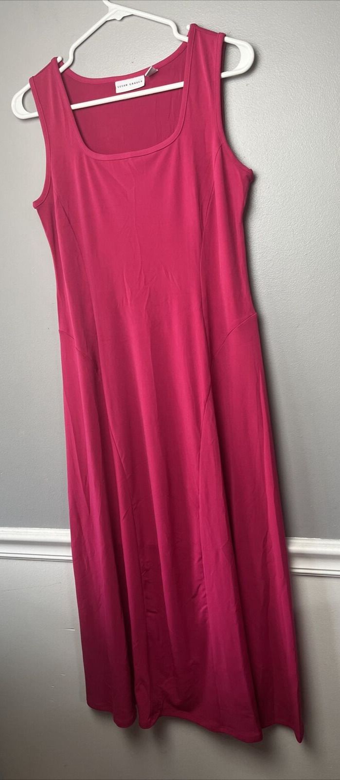 Susan Graver Dress Sz X-Small Regular Liquid Knit Sleeveless Midi Pink A480677