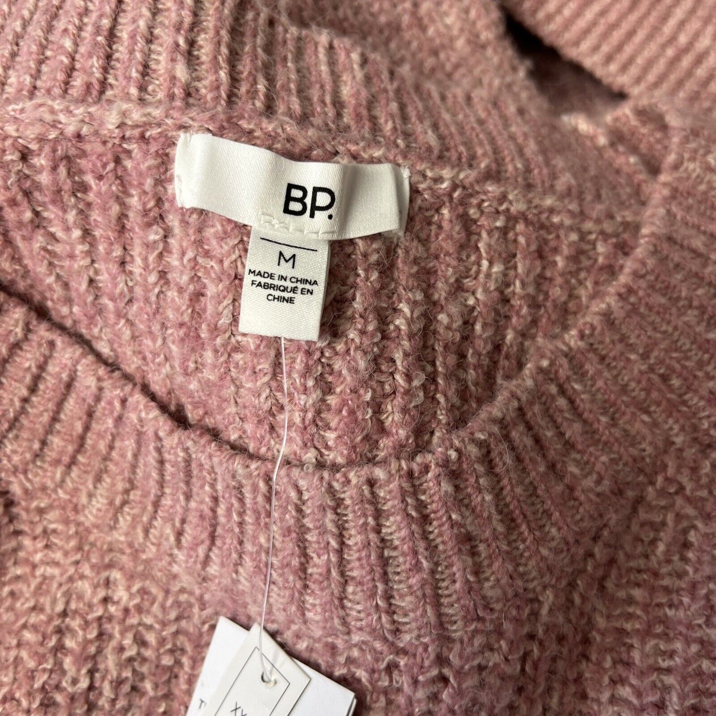 BP Nordstrom Plaited Stitch Recycled Blend Crewneck Sweater Size Medium Pink