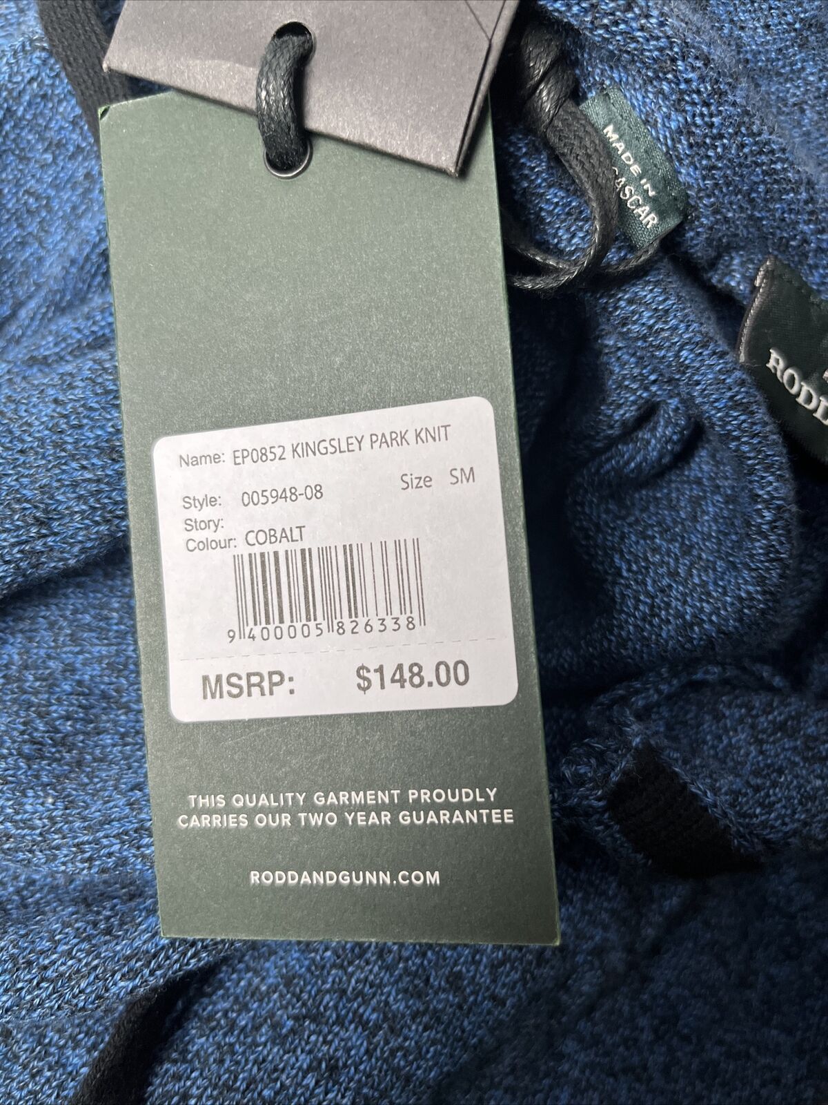 Mens Small RODD & GUNN Men's Kingsley Park Knit Hoodie $148 in Cobalt 005948