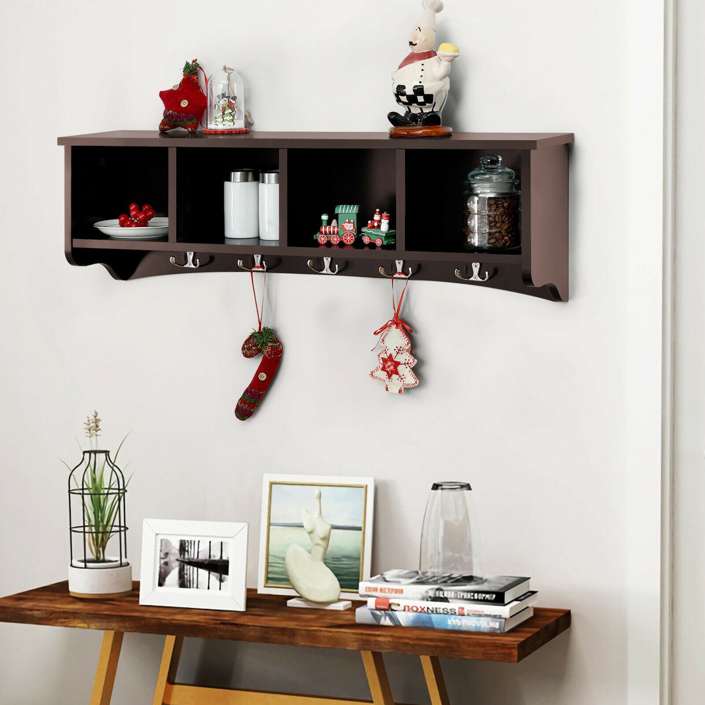 Modern Wall Mounted Entryway Coat Shelf Rack