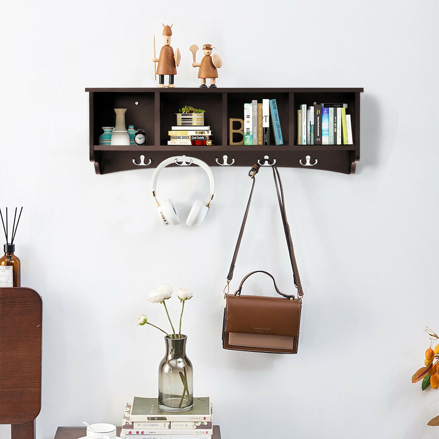 Modern Wall Mounted Entryway Coat Shelf Rack