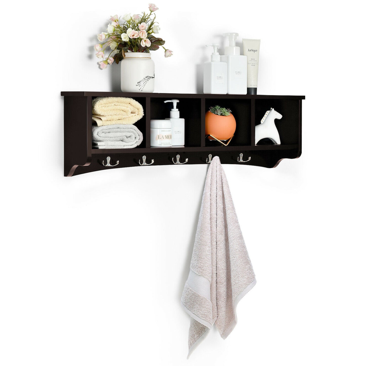 Modern Wall Mounted Entryway Coat Shelf Rack