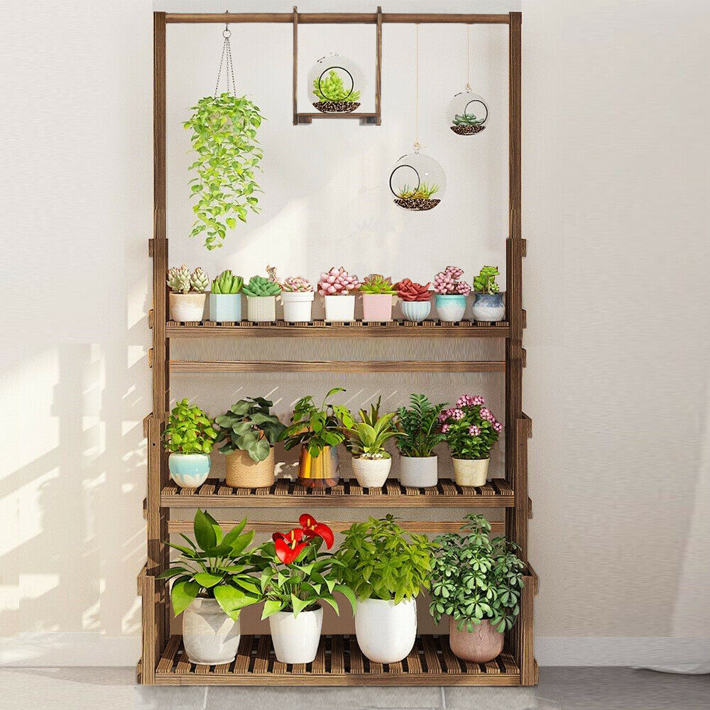 Extra Large Multi Tier Wooden Indoor / Outdoor Plant Shelf Stand