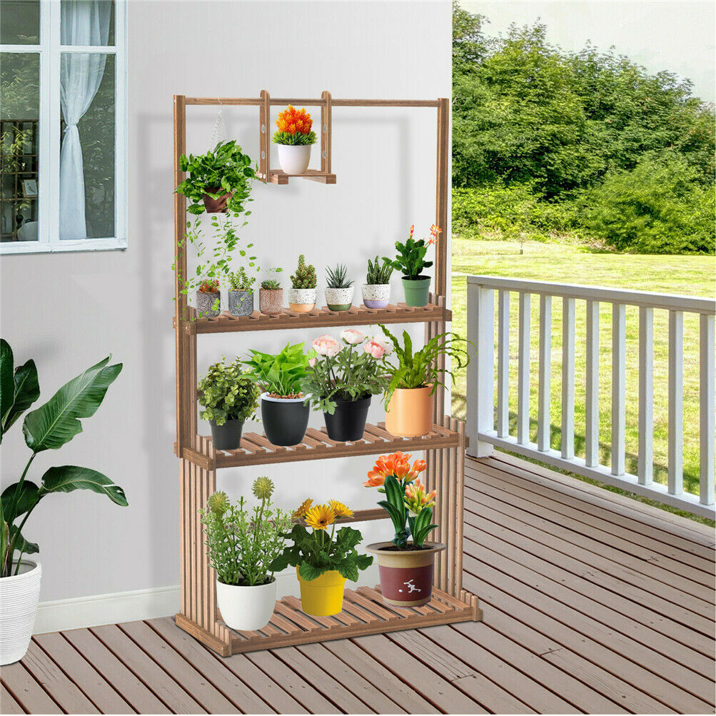Extra Large Multi Tier Wooden Indoor / Outdoor Plant Shelf Stand