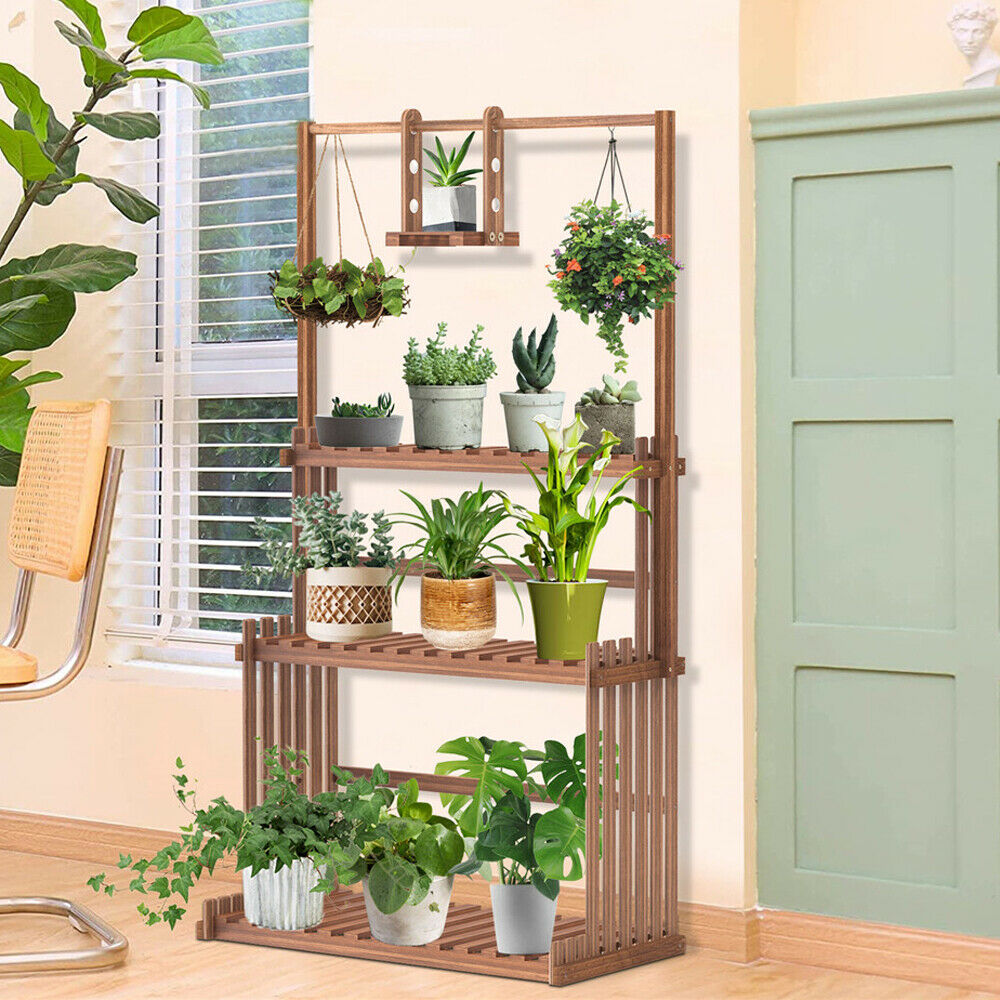 Extra Large Multi Tier Wooden Indoor / Outdoor Plant Shelf Stand