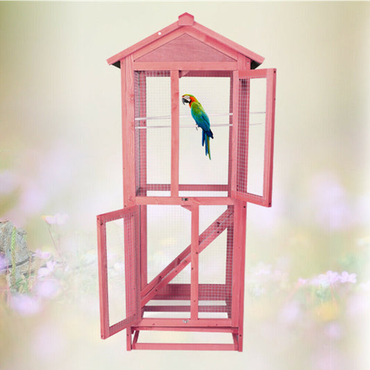 Large Indoor / Outdoor Wooden Parakeet Parrot Bird Cage