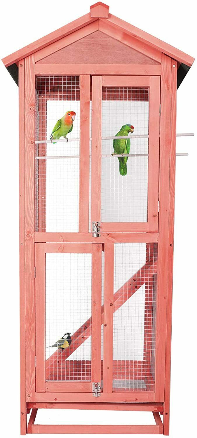 Large Indoor / Outdoor Wooden Parakeet Parrot Bird Cage