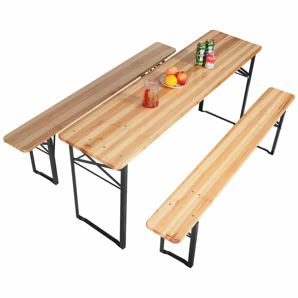 Wooden Portable Patio Garden Picnic Table And Bench Set