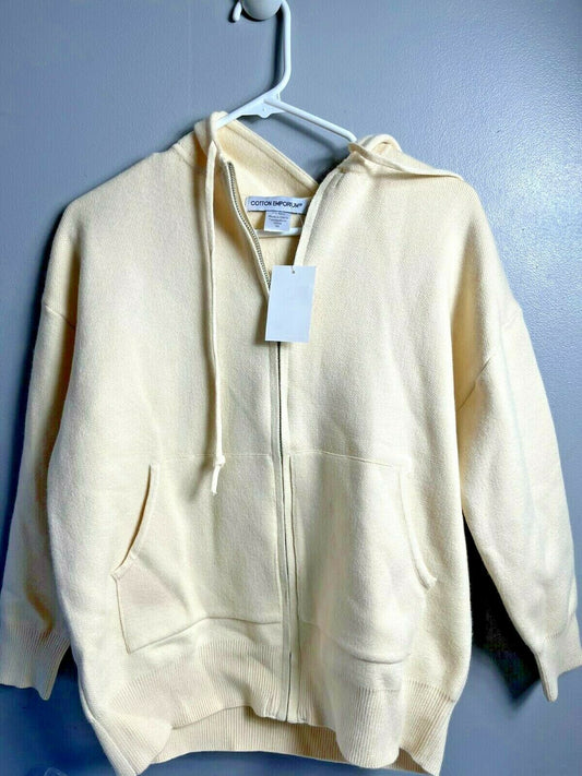 COTTON EMPORIUM WOMEN'S Ivory Open Cardigan Long Sleeve Size XS