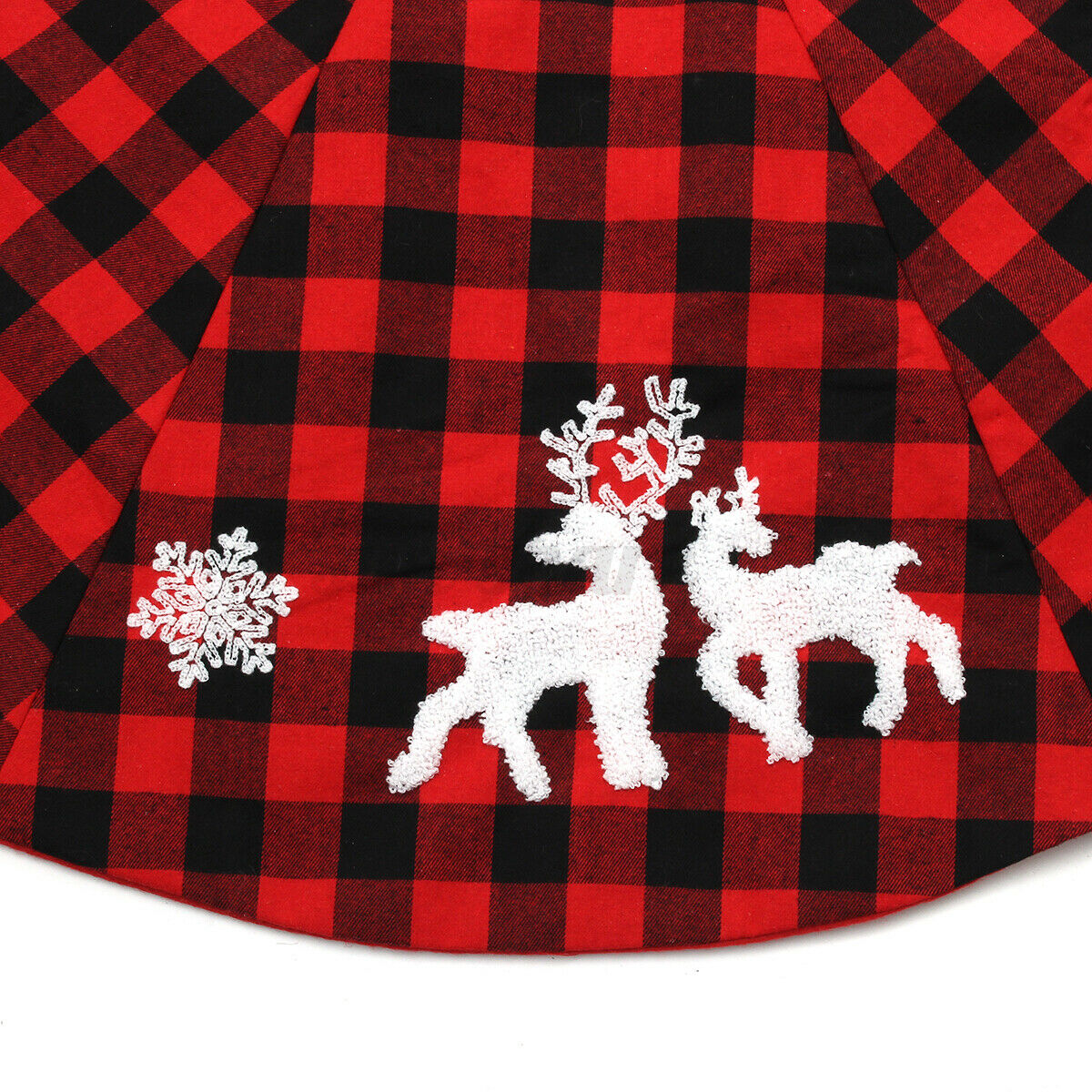 Premium Red Plaid Christmas Tree Skirt 48"