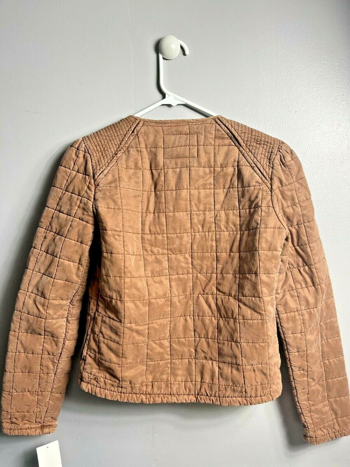 BLANK NYC Collarless Quilted Windowpane Jacket Brown Size XS NWT