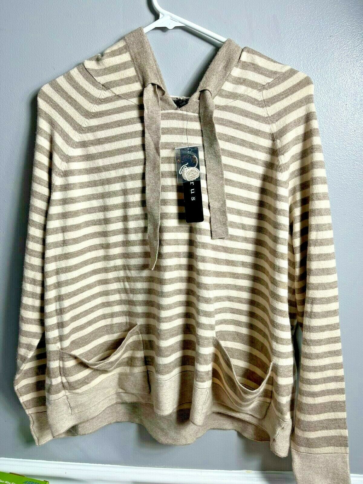 Cyrus Striped Taupe combo Hoodie Sweater, M