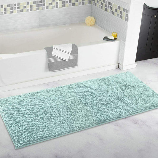 ITSOFT Non Slip Shaggy Chenille Soft Microfibers Runner Large Bath Mat, 34 x 21 Inches Lilac