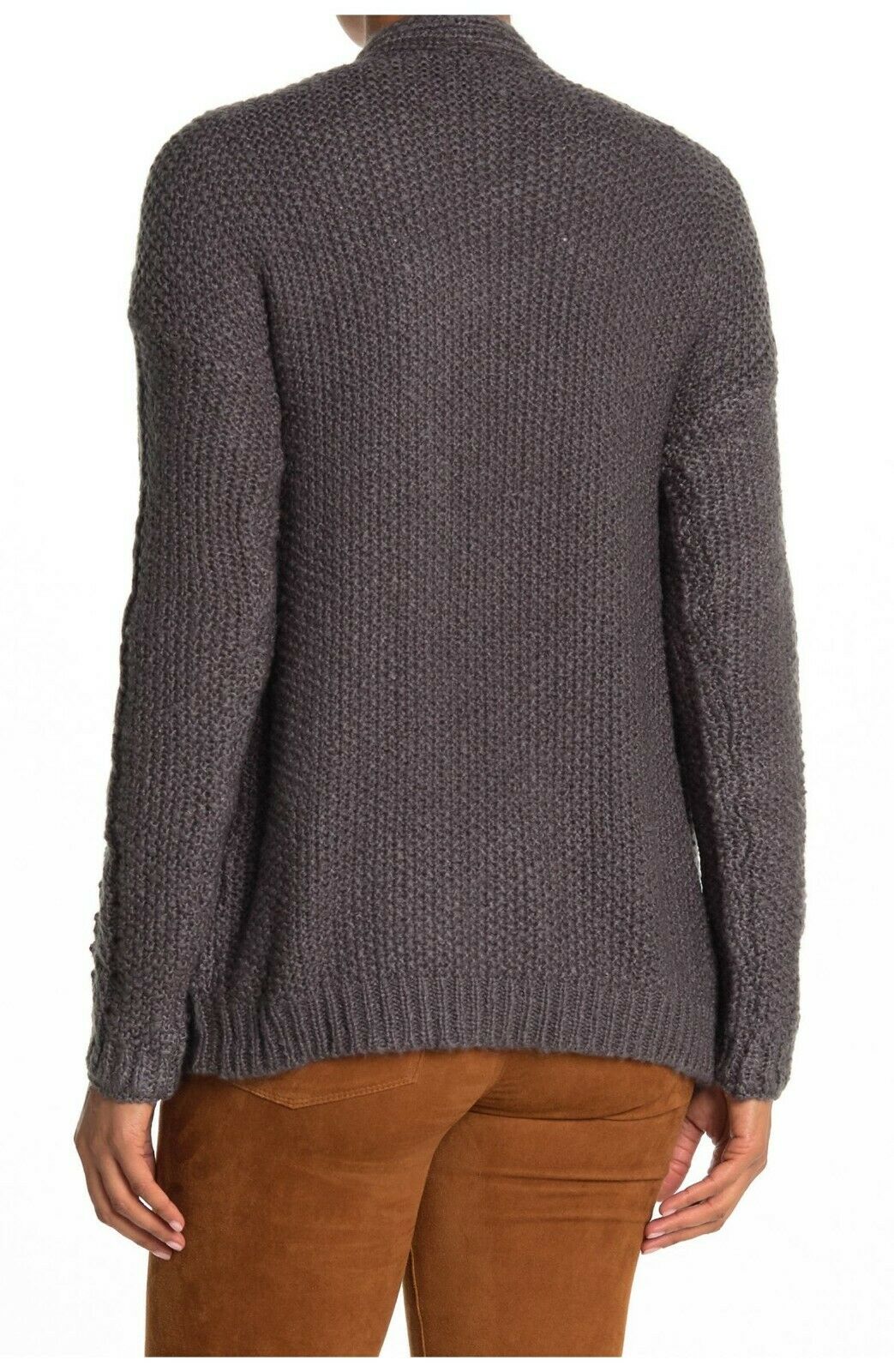 CENY Mix Cable Grandpa Knit Cardigan Sweater size XS Dark Charcoal Gray