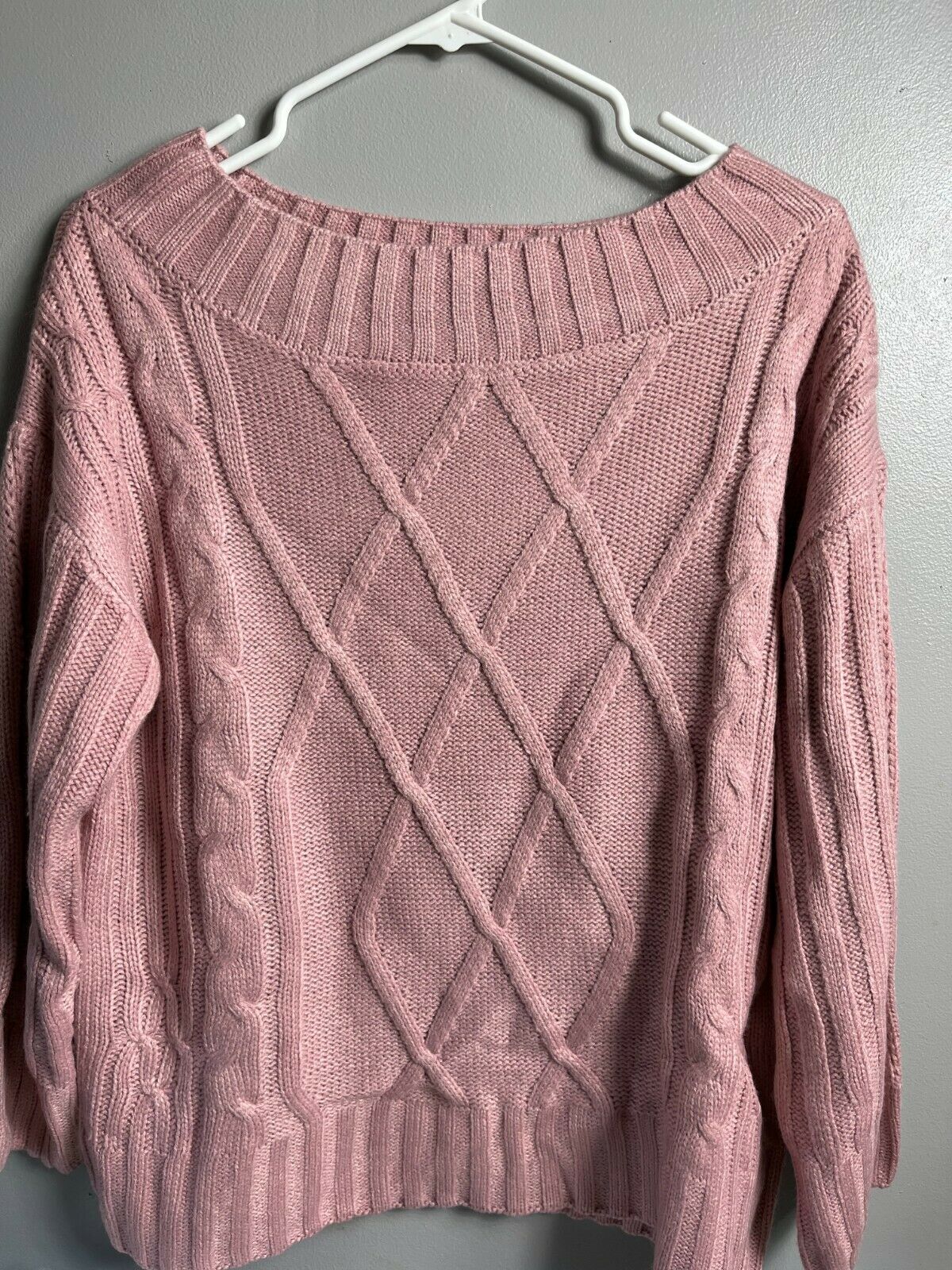 BB Dakota X Steve Madden Womens Small Pink Cable Knit Mock Neck Sweater