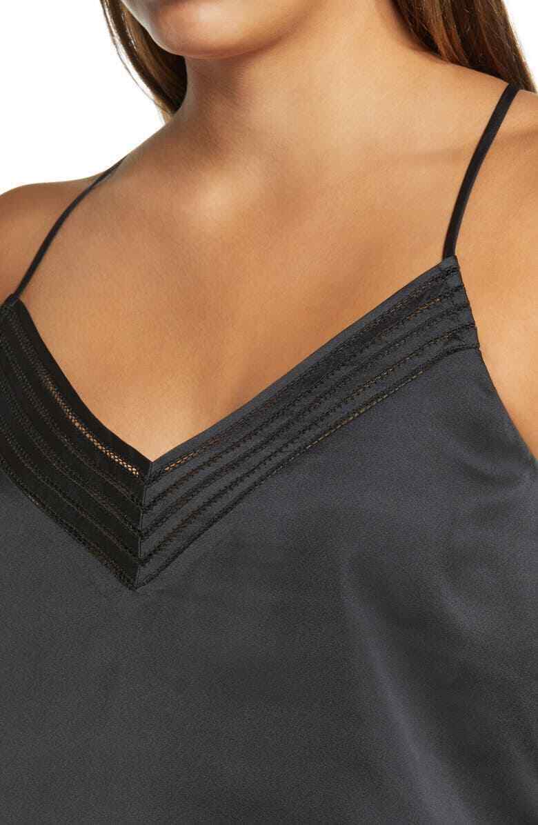 Socialite Black Satin Lattice Detail V-Neck Camisole size M