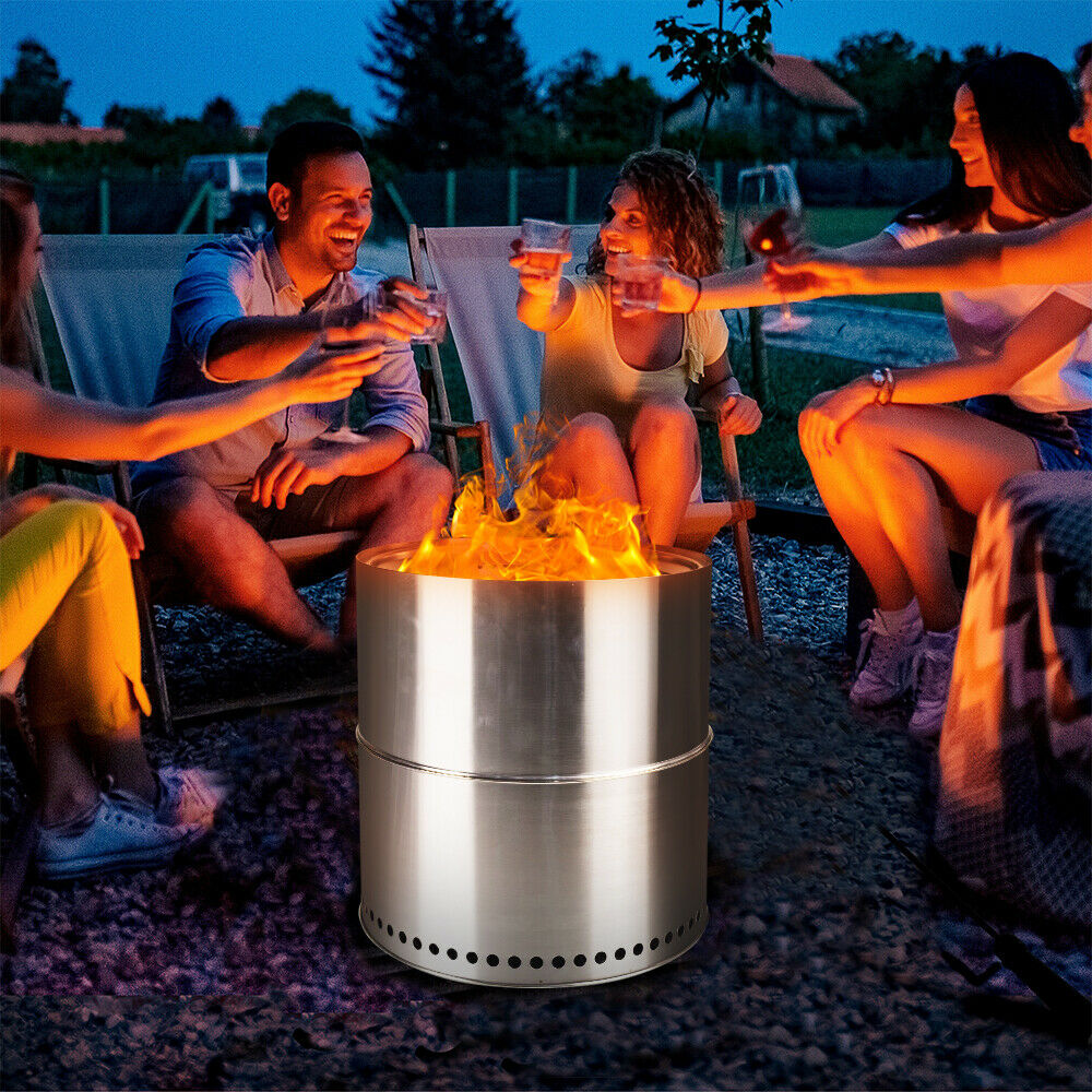 Large Portable Stainless Steel Wood Burning Fire Pit BBQ