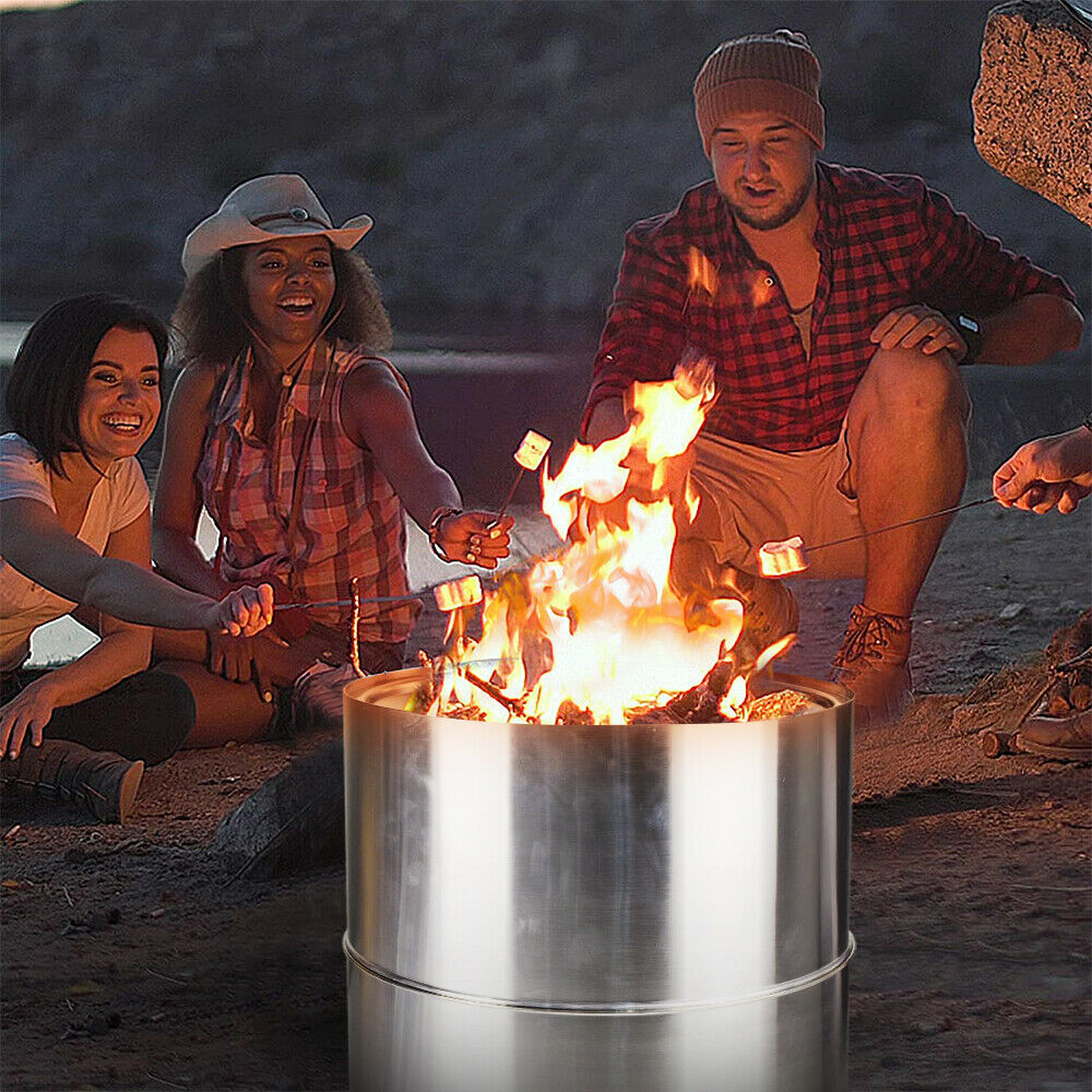 Large Portable Stainless Steel Wood Burning Fire Pit BBQ