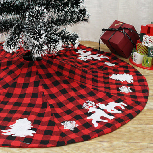 Premium Red Plaid Christmas Tree Skirt 48"