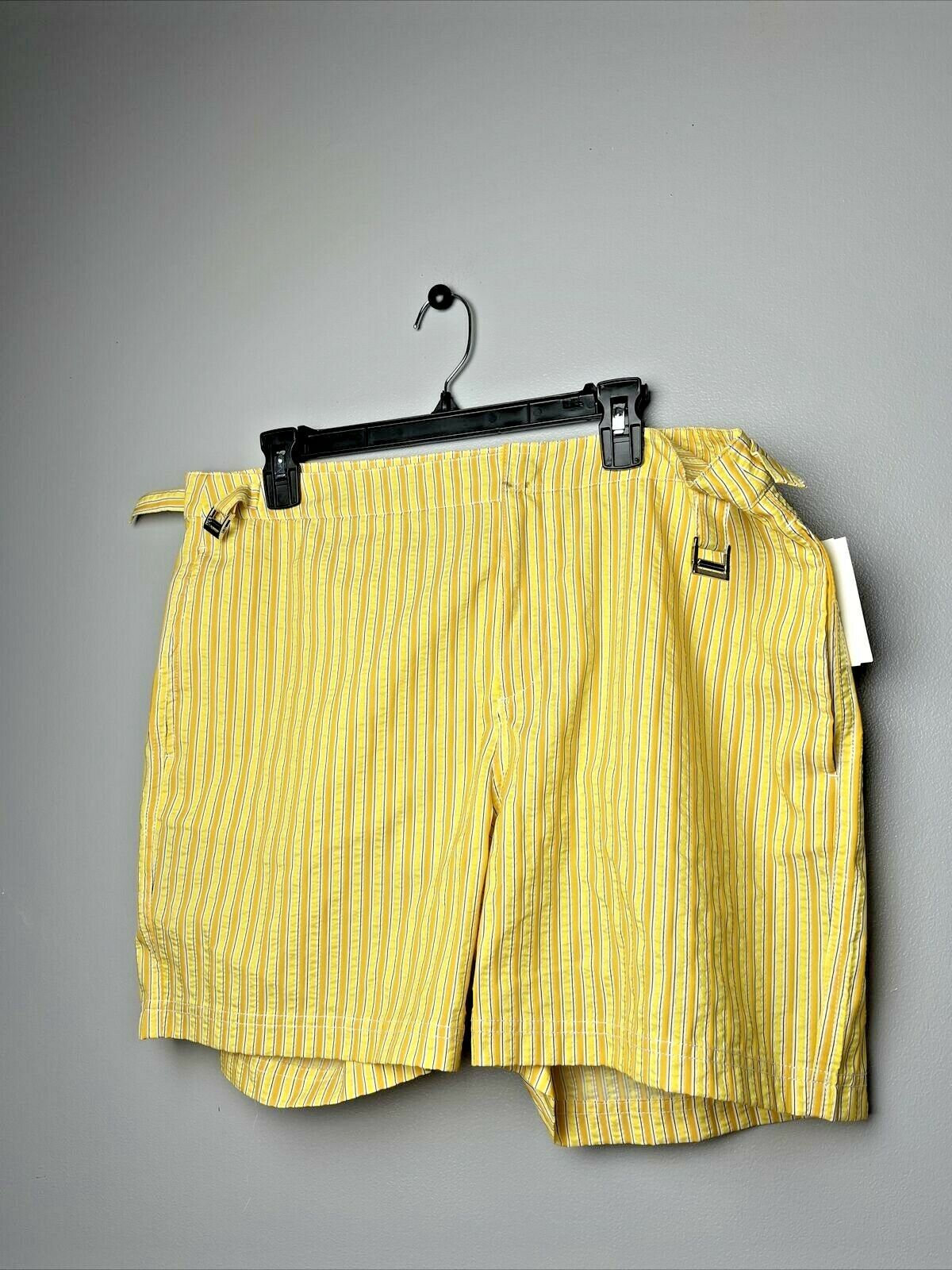 NWT Bugatchi Stripe Board Shorts Yellow (Size: 38)