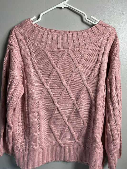 BB Dakota X Steve Madden Womens Small Pink Cable Knit Mock Neck Sweater