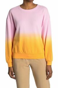 Elodie Women's Multicolor Dip Dye Long Sleeve Crew Neck Sweatshirt, Medium