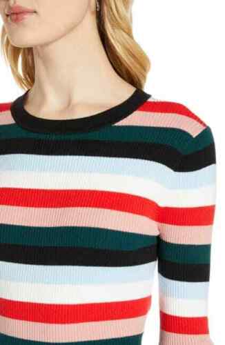 Halogen Women's Black Multi Even Striped Ribbed Pullover Sweater, X-Large