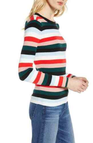 Halogen Women's Black Multi Even Striped Ribbed Pullover Sweater, X-Large