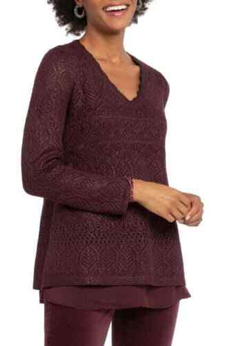 Nic+Zoe Women's Winter Berry Shine on Pullover Sweater, Size PM