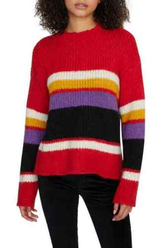 Sanctuary Women's Party Stripe Drop Shoulder Crew Neck Pullover Sweater, XXL